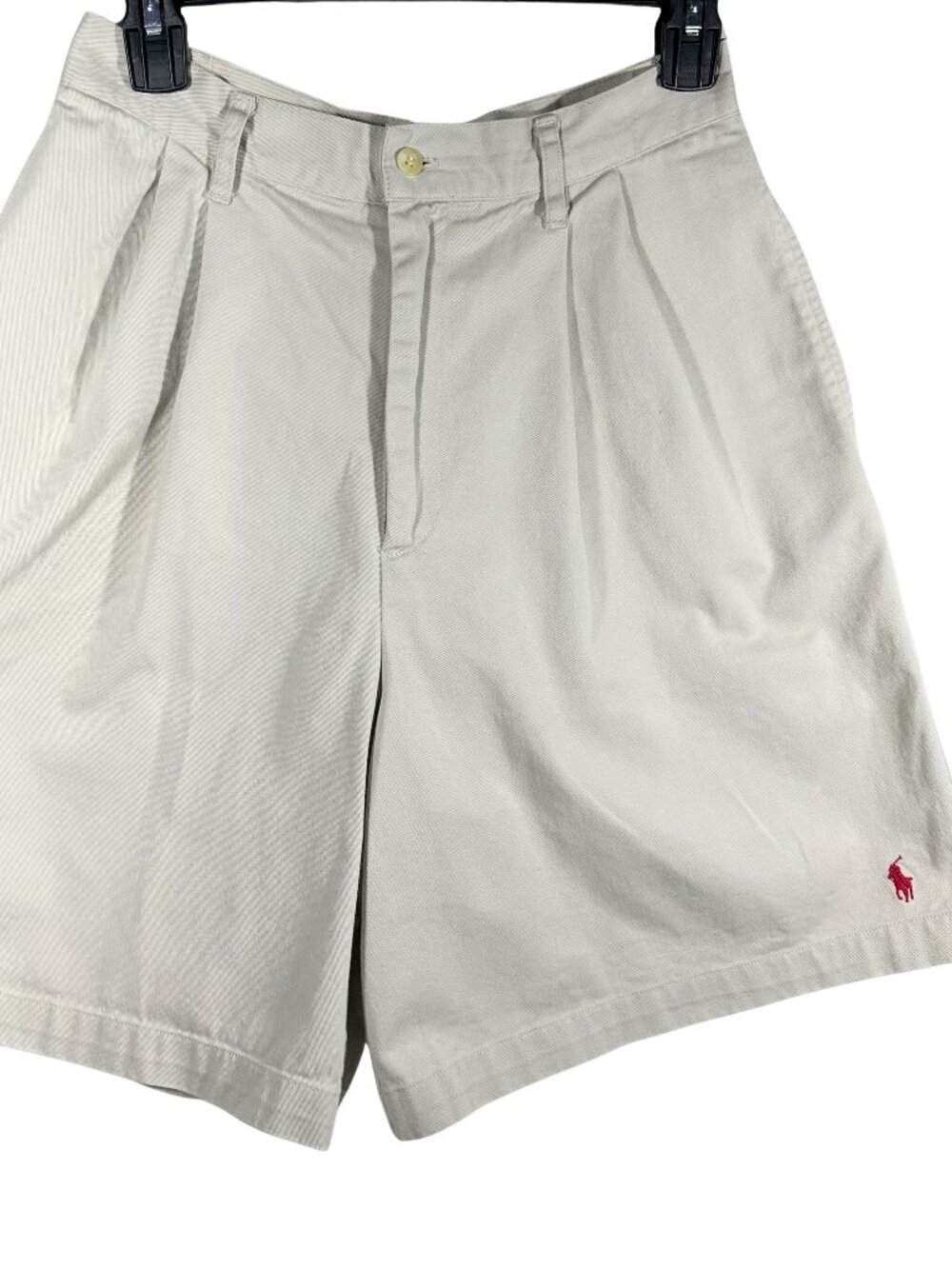 Vintage 90s Ralph Lauren Womens 10 Beige Pleated Chino Shorts USA Made Preppy
